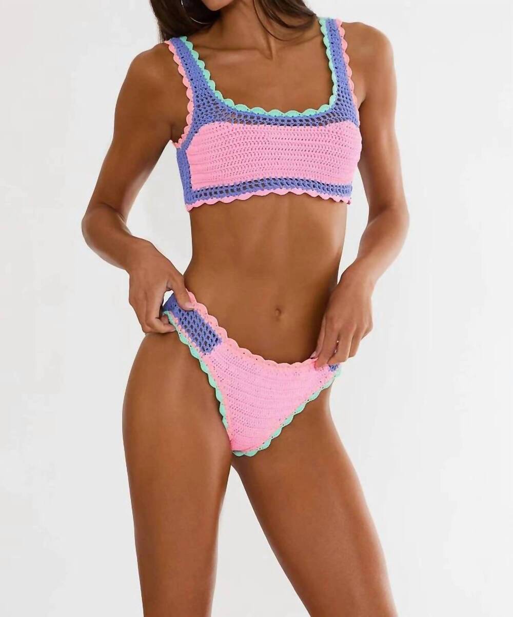 NEW BEACH RIOT maisy bikini bottom in sea breeze crochet - Picture 4 of 8